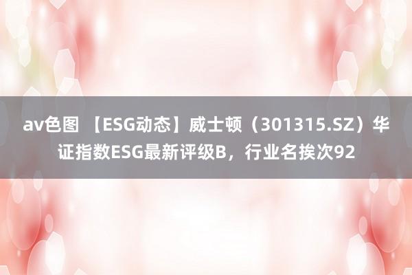 av色图 【ESG动态】威士顿（301315.SZ）华证指数ESG最新评级B，行业名挨次92