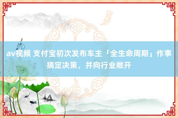 av视频 支付宝初次发布车主「全生命周期」作事搞定决策，并向行业敞开