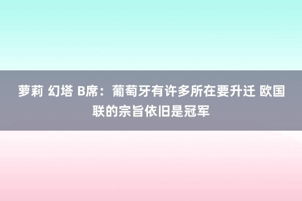 萝莉 幻塔 B席：葡萄牙有许多所在要升迁 欧国联的宗旨依旧是冠军