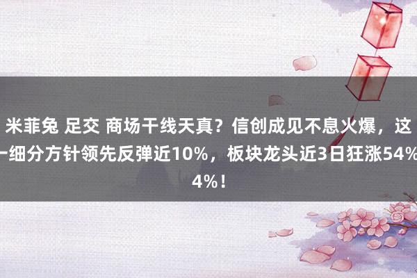 米菲兔 足交 商场干线天真？信创成见不息火爆，这一细分方针领先反弹近10%，板块龙头近3日狂涨54%！