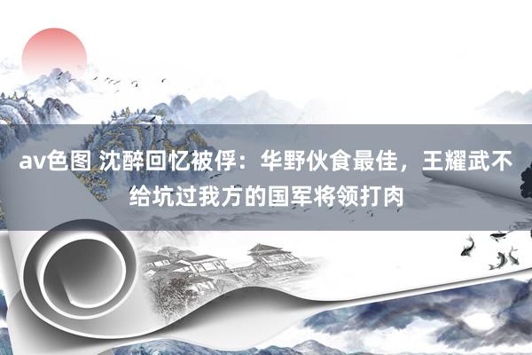 av色图 沈醉回忆被俘：华野伙食最佳，王耀武不给坑过我方的国军将领打肉