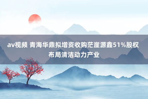 av视频 青海华鼎拟增资收购茫崖源鑫51%股权 布局清洁动力产业