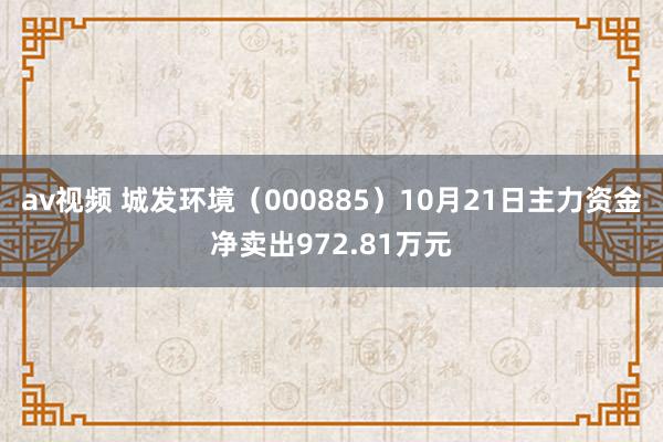 av视频 城发环境（000885）10月21日主力资金净卖出972.81万元