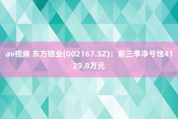 av视频 东方锆业(002167.SZ)：前三季净亏蚀4129.8万元