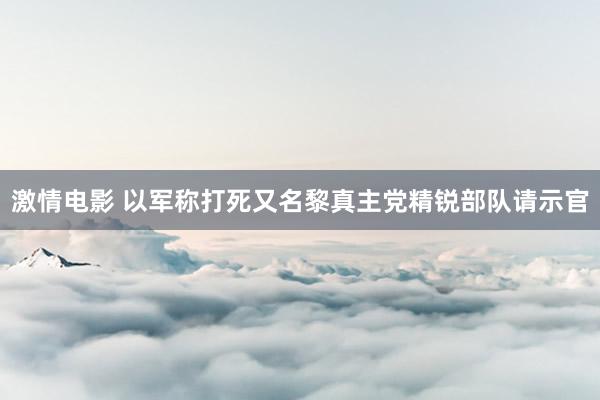 激情电影 以军称打死又名黎真主党精锐部队请示官