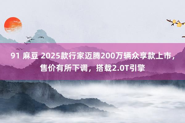 91 麻豆 2025款行家迈腾200万辆众享款上市，售价有所下调，搭载2.0T引擎