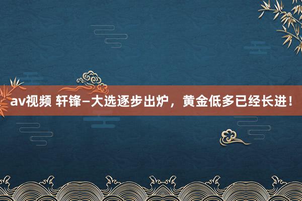 av视频 轩锋—大选逐步出炉，黄金低多已经长进！