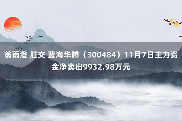 翁雨澄 肛交 蓝海华腾（300484）11月7日主力资金净卖出9932.98万元