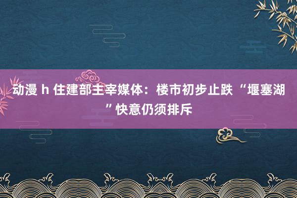 动漫 h 住建部主宰媒体：楼市初步止跌 “堰塞湖”快意仍须排斥