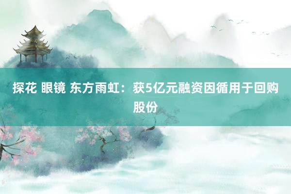 探花 眼镜 东方雨虹：获5亿元融资因循用于回购股份