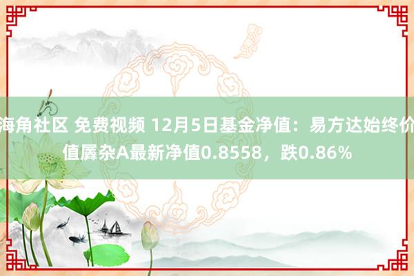 海角社区 免费视频 12月5日基金净值：易方达始终价值羼杂A最新净值0.8558，跌0.86%