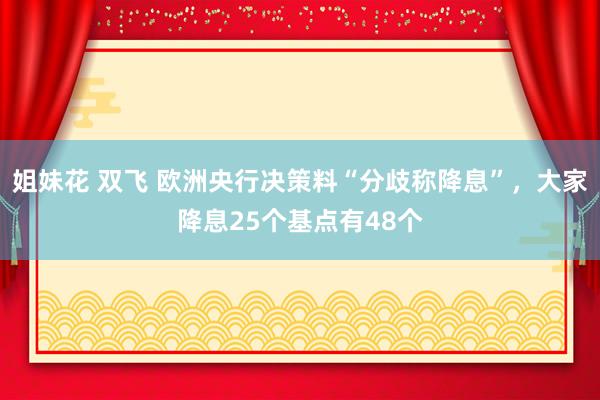 姐妹花 双飞 欧洲央行决策料“分歧称降息”，大家降息25个基点有48个