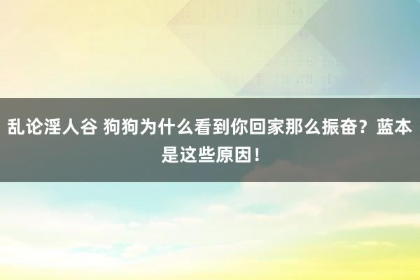 乱论淫人谷 狗狗为什么看到你回家那么振奋？蓝本是这些原因！