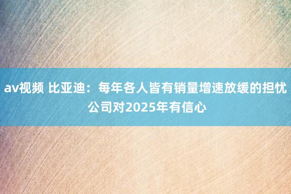 av视频 比亚迪：每年各人皆有销量增速放缓的担忧 公司对2025年有信心